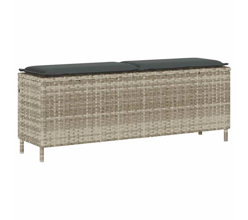 Banc De Jardin Coussin Gris Clair 110x30x40,5 Cm Résine Tressée