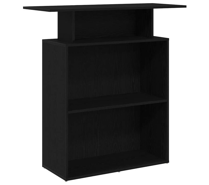 Bureau De Réception Noir 100x40x104 Cm Bois Contreplaqué Grand Espace De Stockage