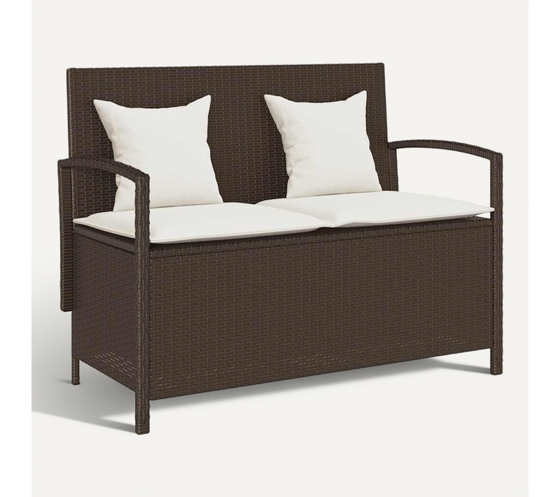 Banc De Rangement De Jardin Avec Coussin Marron Polyrotin