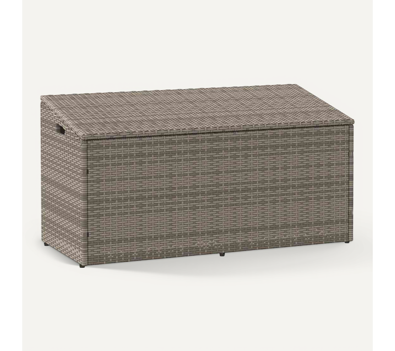 Coffre De Rangement De Jardin Gris 110 X 50 X 58 Cm Résine Tressée