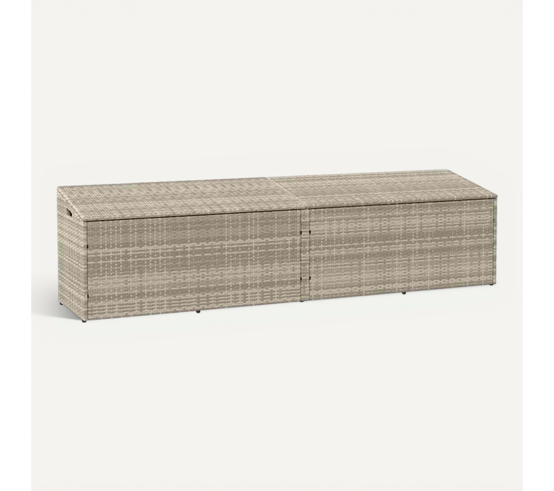 Boîte De Rangement De Jardin Gris Clair 220x50x58 Cm Rotin Grand Espace De Stockage