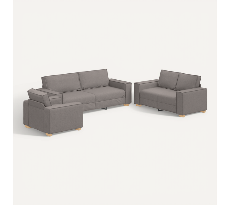 Ensemble De Canapés 3 Pièces Taupe 220 X 78 X 84 Cm Tissu