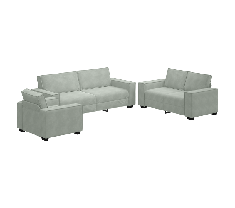 Ensemble De Canapés 3 Pièces Gris 220 X 78 X 84 Cm Velours
