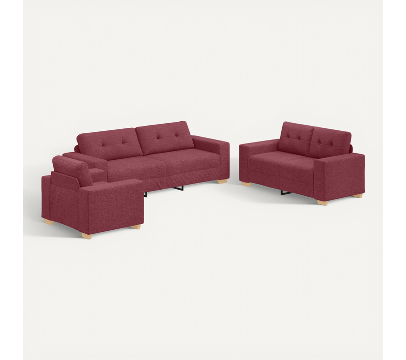 Ensemble De Canapés Avec Coussin Avec Oreiller Bordeaux Tissu