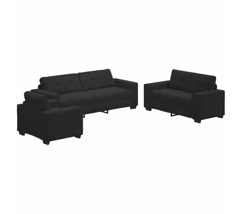 Ensemble De Canapés 3 Pièces Noir 221 X 78 X 80 Cm Velours