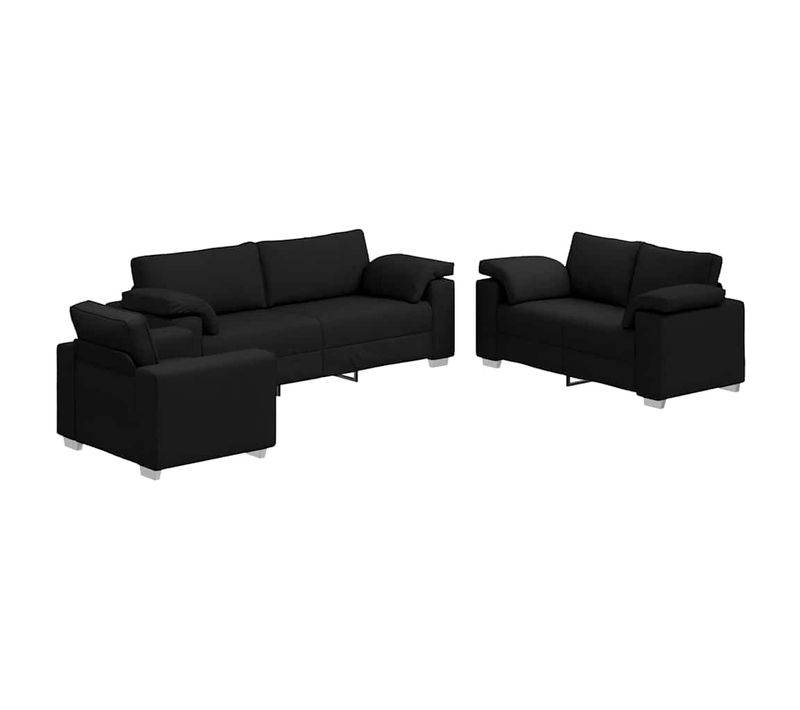 Ensemble De Canapés 3 Pièces Noir 219 X 77 X 82 Cm Tissu