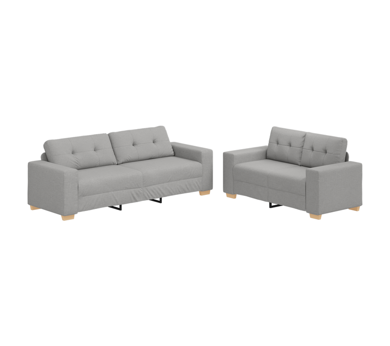 Ensemble De Canapés 2 Pièces Gris 221 X 78 X 80 Cm Tissu
