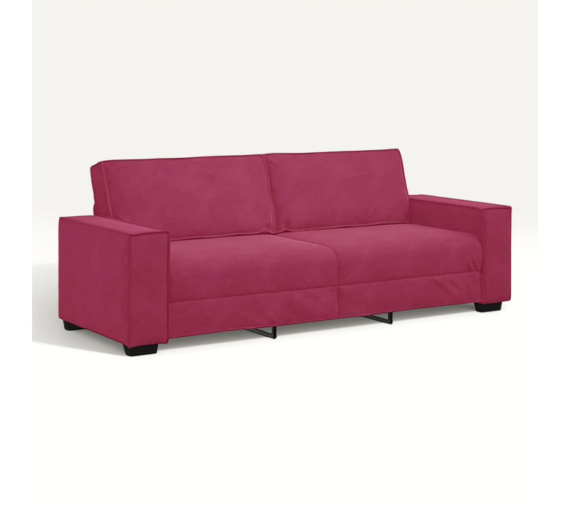 Canapé À 3 Places Rouge Bordeaux 220x78x84 Cm Velours