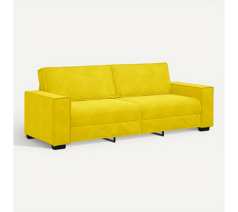 Canapé À 3 Places Jaune 220x78x84 Cm Velours