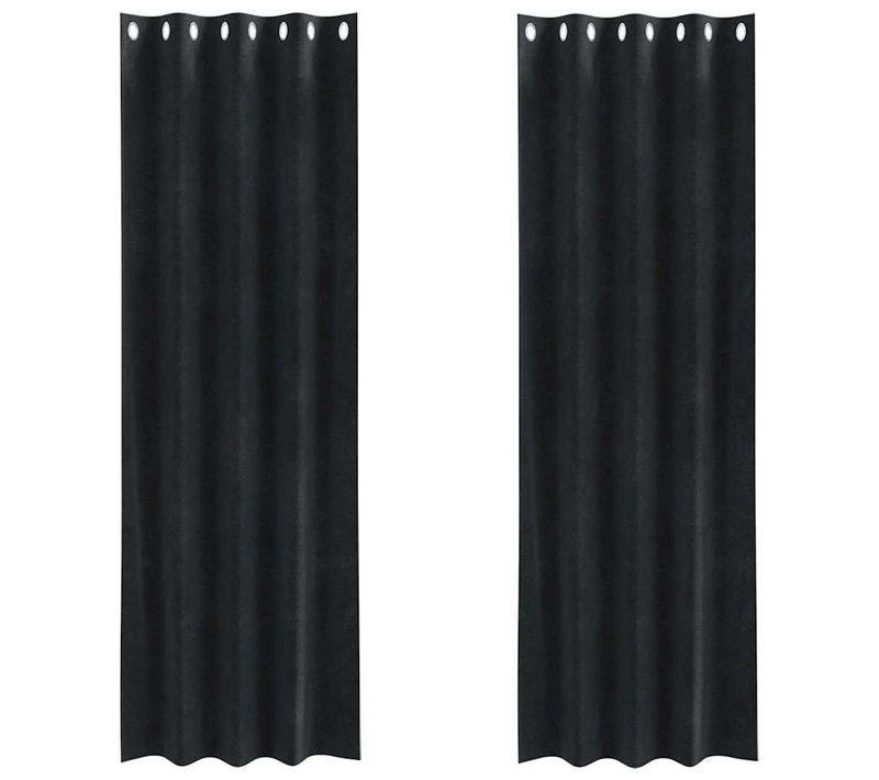 Rideaux Occultants 2 Pièces Noir 140 X 225 Cm Velours