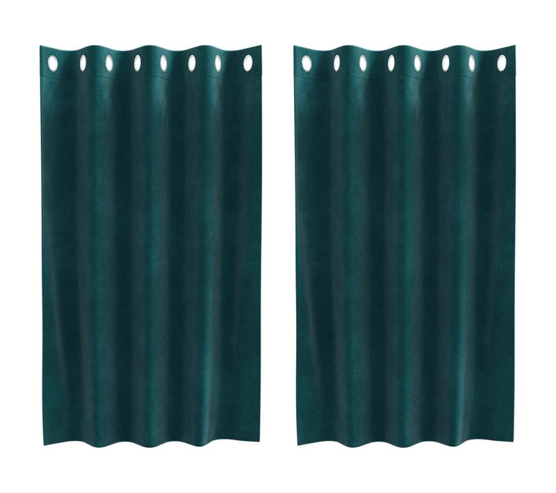 Rideaux Occultants 2 Pièces Vert Foncé 140 X 140 Cm Velours