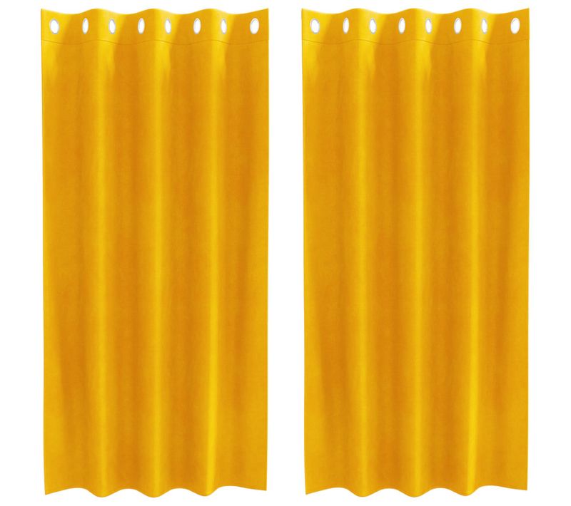 Rideaux Occultants 2 Pièces Jaune Moutarde 140 X 175 Cm Velours