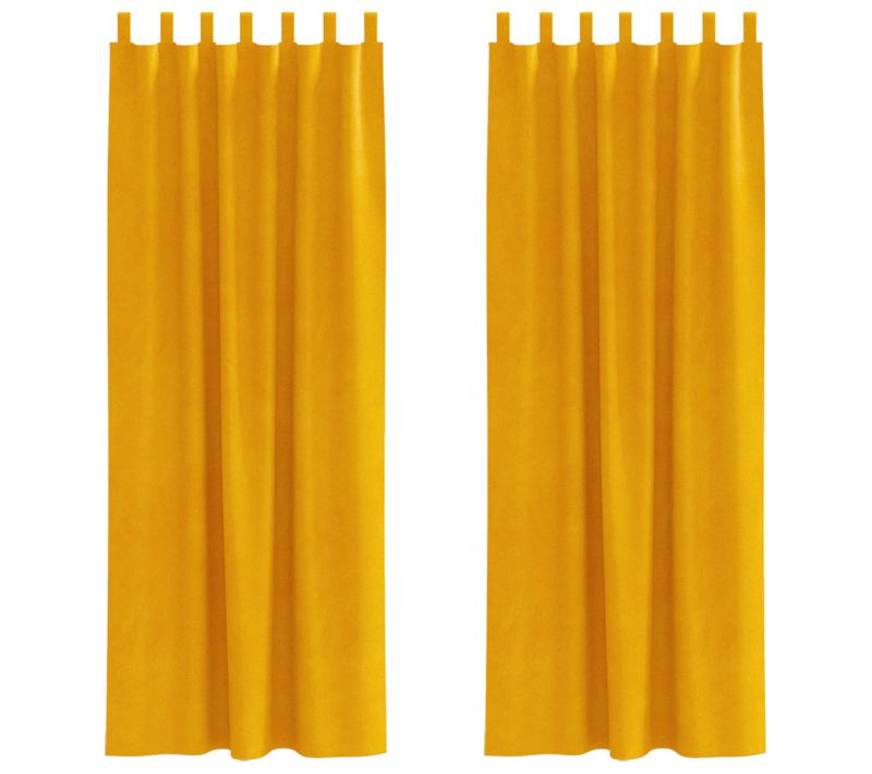 Rideaux Occultants 2 Pièces Jaune Moutarde 140 X 245 Cm Velours