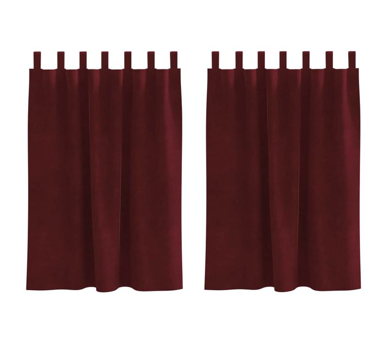Rideaux Occultants 2 Pièces Bordeaux 140 X 140 Cm Velours