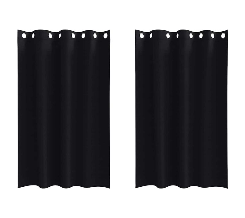 Lot de 2 Rideaux Occultants Noir Polyester 175 x140