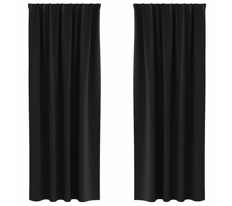 Lot de 2 Rideaux Occultants Noir Polyester 260x140