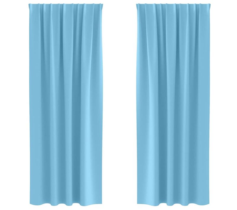 Lot de 2 Rideaux Occultants Bleu Clair Polyester 225x140