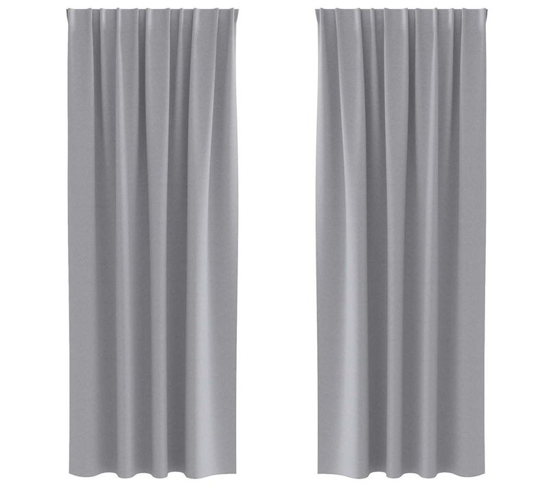 Lot de 2 Rideaux Occultants Gris Clair Polyester 245x140
