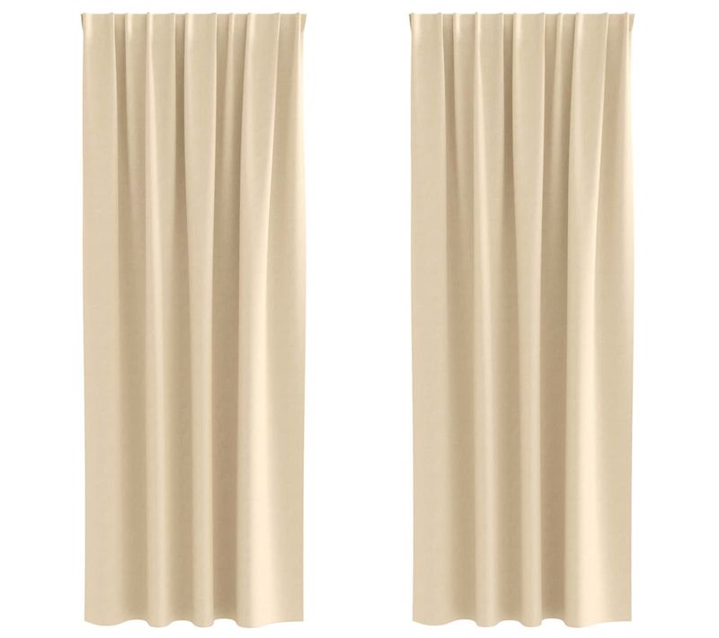 Lot de 2 Rideaux Occultants Crème Polyester 225x140