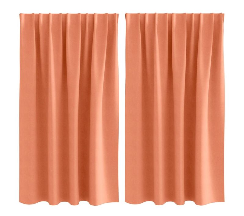 Lot de 2 Rideaux Occultants Couleur Terre Cuite Polyester 140x140