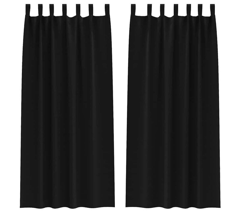 Lot de 2 Rideaux Occultants Noir Polyester 225x140