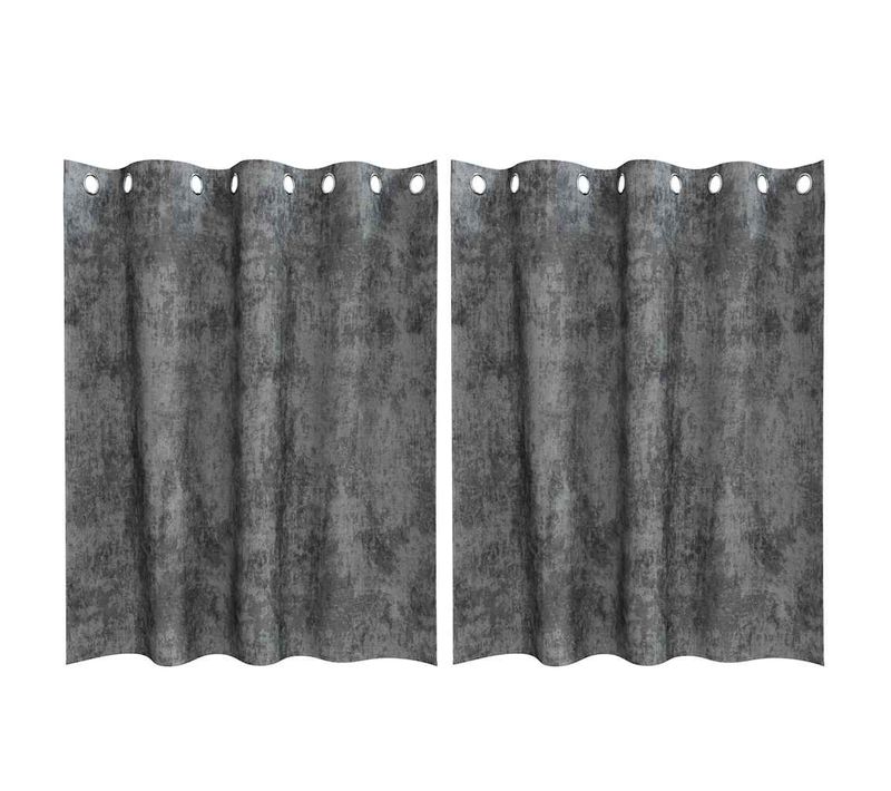 Rideaux En Velours 2 Pièces Gris 140 X 140 Cm Velours