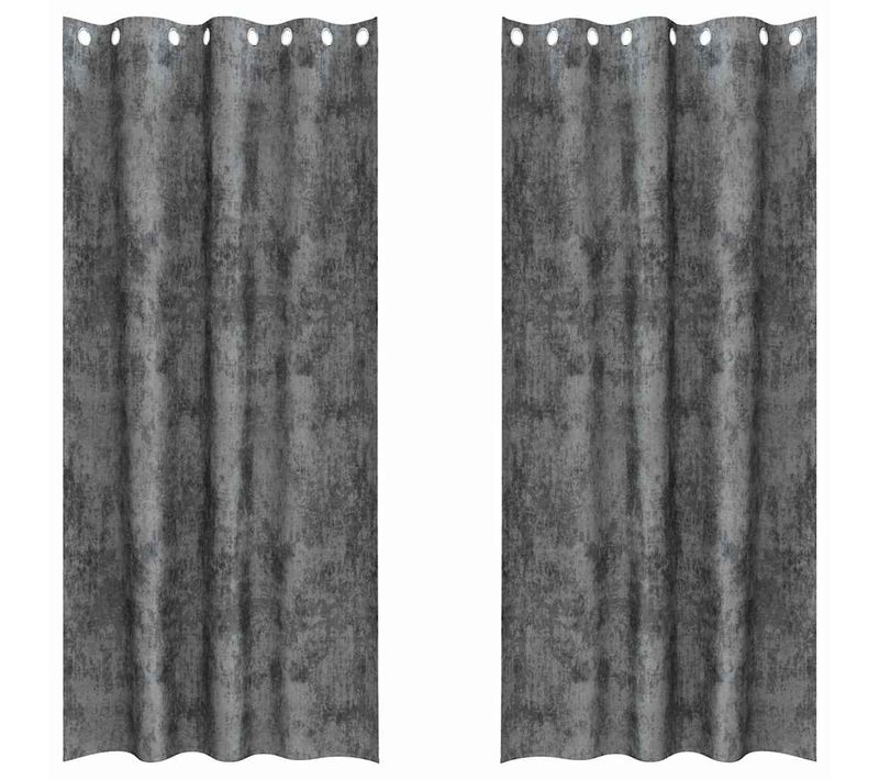 Rideau Avec Des Rideaux 2 Pièces Gris 245 X 140 Cm Velours
