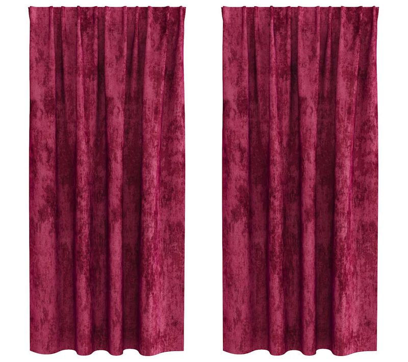 Rideau 2 Pièces Rouge Bordeaux 175 X 140 Cm Velours