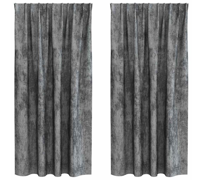 Rideaux En Velours 2 Pièces Gris 175 X 140 Cm Velours