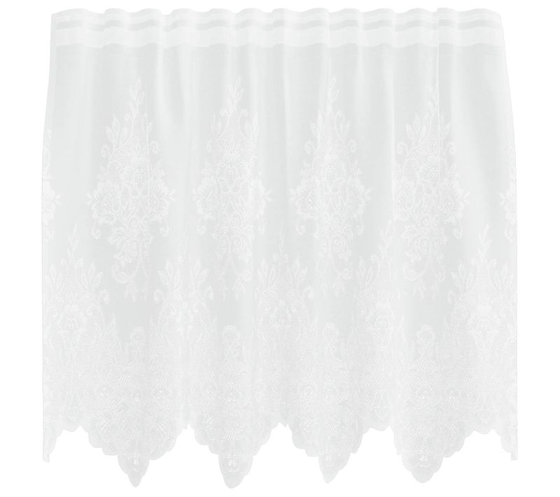 Rideau En Dentelle Floral Blanc 120 X 150 Cm Polyester