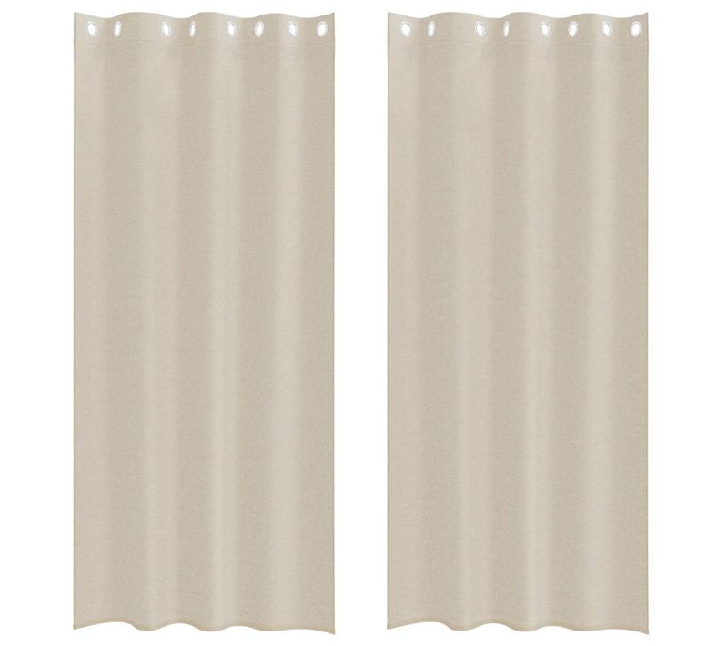Rideau En Voile 2 Pièces Couleur Sable 225 X 140 Cm Polyester