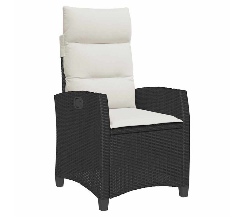 Chaise De Jardin Inclinable Avec Table D'appoint Noir Polyrotin