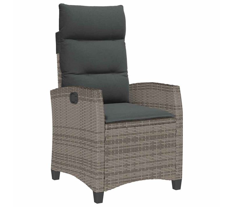 Chaise De Jardin Inclinable Avec Table D'appoint Gris Polyrotin