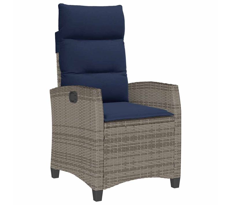 Chaise De Jardin Inclinable Avec Table D'appoint Gris Polyrotin