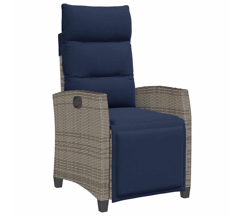 Chaise De Jardin Inclinable Avec Table D'appoint Gris Polyrotin