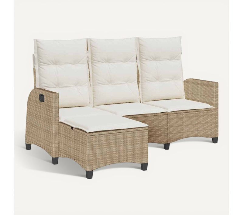Canapé De Jardin Inclinable Coussins Forme De L Beige Polyrotin
