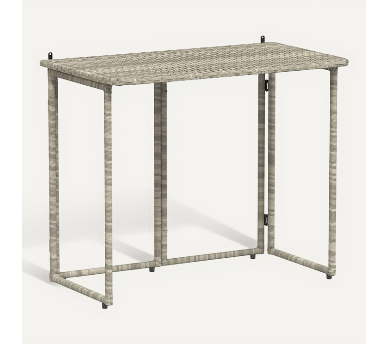 Table De Jardin Pliante Gris Clair 90 X 51 X 75 Cm Polyrotin