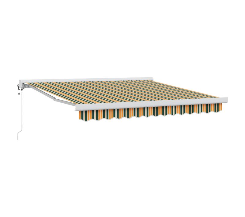 Auvent Rétractable Vert Et Jaune 300 X 250 Cm Tissu Et Métal