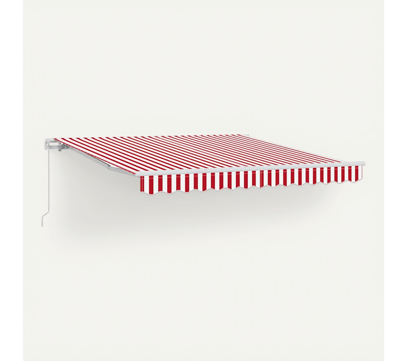 Auvent Rétractable Rouge Et Blanc 350 X 250 Cm Tissu