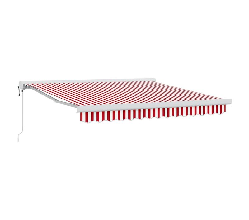 Auvent Rétractable Rouge Et Blanc 350 X 250 Cm Tissu, Métal