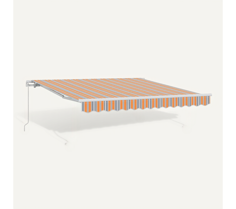 Auvent Rétractable Orange Gris Bleu Blanc 350 X 250 Cm Tissu