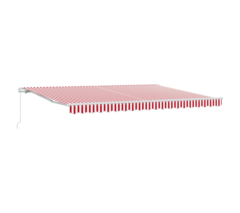 Store Rétractable Manuel Rayure Rouge Et Blanche 450x300 Cm
