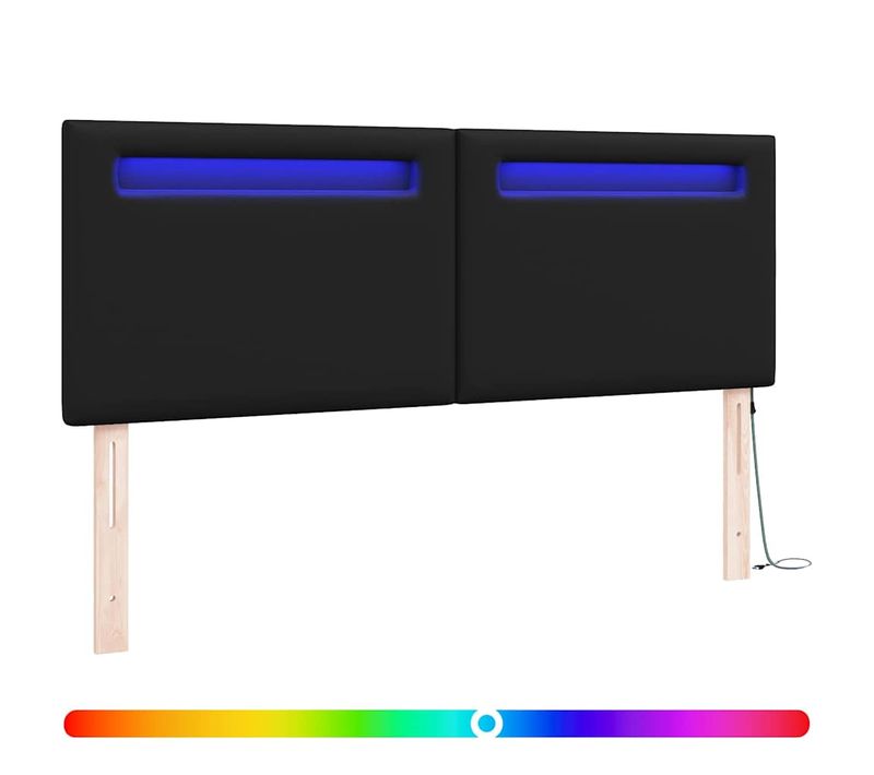 Tête De Lit Avec Des Lumières À LED Noir 160 Cm Pvc