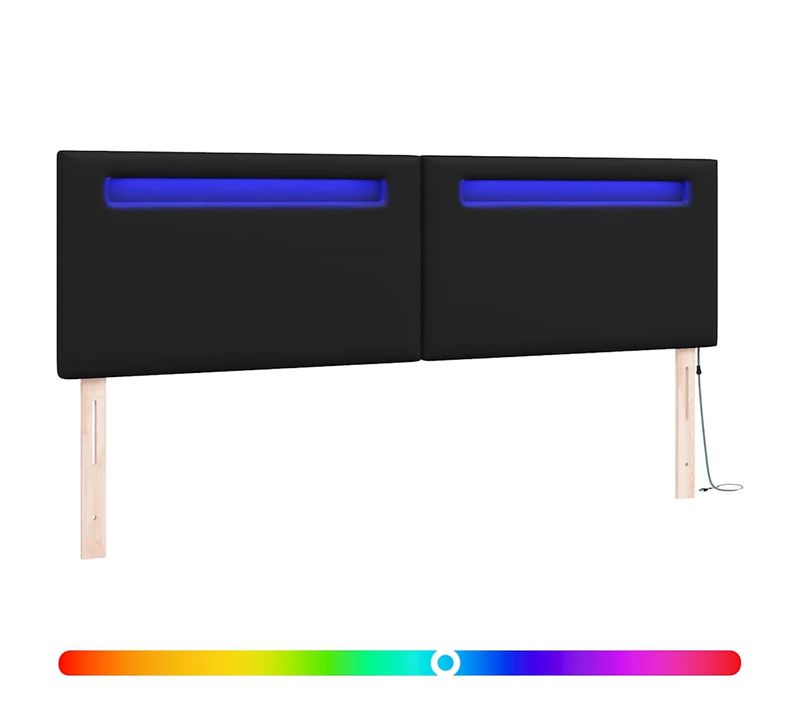 Tête De Lit Avec Des Lumières À LED Noir 180 Cm Pvc