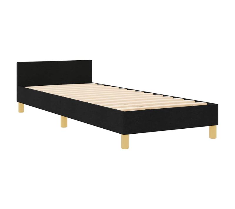 Cadre De Lit Avec Tête De Lit Noir 100 X 200 Cm Tissu
