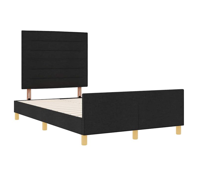 Cadre De Lit Avec Tête De Lit Noir 120 X 200 Cm Tissu