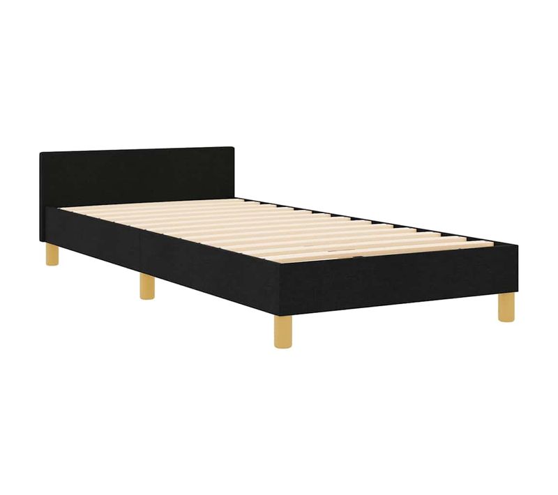 Cadre De Lit Avec Tête De Lit Noir 100 X 200 Cm Tissu