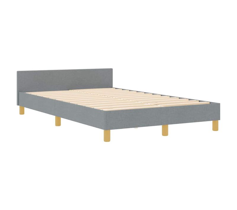 Cadre De Lit Avec Tête De Lit Gris Clair 120 X 200 Cm Tissu