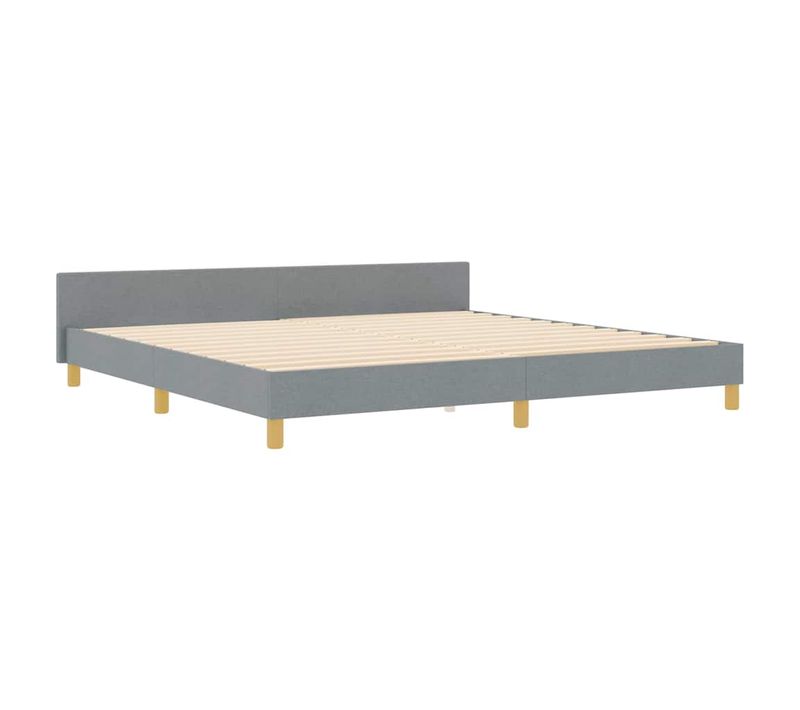 Cadre De Lit Avec Tête De Lit Gris Clair 200 X 200 Cm Tissu