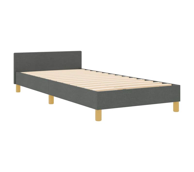 Cadre De Lit Avec Tête De Lit Gris Foncé 100 X 200 Cm Tissu